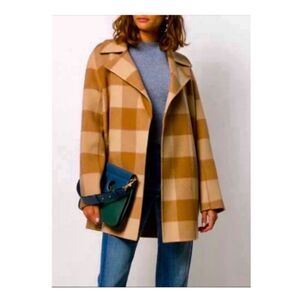 Theory Clairine Overlay Coat in Camel Multi Check.